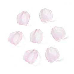 Pink Стеклянные прелести, окрашенная и подогревом, матовые, лепесток, розовые, 13x11x4 мм, отверстие : 1 мм