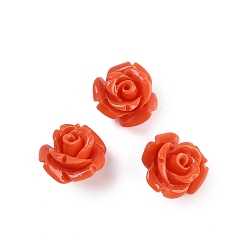 Оранжево-Красный Резные бусины из синтетического коралла, окрашенные, цветок, оранжево-красный, 10x8.5 мм, отверстие : 1.3 мм