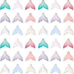 Mixed Color 180Pcs 9 Colors Transparent Spray Painted Glass Pendants, Mermaid Fishtail, Mixed Color, 19x19.5x3.5mm, Hole: 1.2mm, 20pcs/color