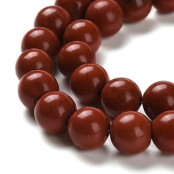 Jaspe Rouge Rouge naturel perles de jaspe brins, ronde, 8mm, Trou: 0.8mm, Environ 47 pcs/chapelet, 14.96 pouce (38 cm)