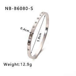 Нержавеющая Сталь Цвет 304 браслеты из нержавеющей стали с паве из кубического циркония, шарнирные браслеты для женщин, звезда и квадрат, цвет нержавеющей стали, внутренний диаметр: 2-3/8 дюйм (5.9 см)