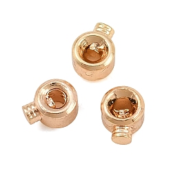 Real 18K Gold Plated Brass Crimp Beads, Round, Real 18K Gold Plated, 3.5x3x2.5mm, Hole: 0.6mm