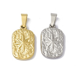 Mixed Color 304 Stainless Steel Pendants, Rectangle with Star, Mixed Color, 18x10.5x2.5mm, Hole: 5x2.5mm