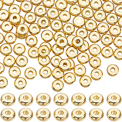 Настоящее золото 18K Латунные бусины, без кадмия и без свинца, долговечный, диск, реальный 18 k позолоченный, 5x2 мм, отверстие : 1.5 мм, 300 шт