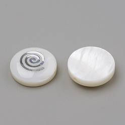 Platinum Natural Freshwater Shell Beads, Flat Round & Vortex, Platinum, 15x4mm, Hole: 1mm