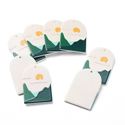 Разноцветный Акриловые подвески, 3 d распечатано, овал с солнечным узором, красочный, 39~40x25~25.5x2~2.5 мм, отверстие : 1.8 мм