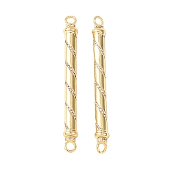 Настоящее золото 18K Шармы-соединители из латуни с микропаве из прозрачного кубического циркония, ссылки на столбцы, без кадмия и без свинца, стойки покрытие, долговечный, реальный 18 k позолоченный, 59x6 мм, отверстие : 3 мм