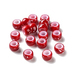 (123L) Белый крем непрозрачный блеск Европейские бусины из АБС-пластика, окрашенные распылением, бусины с большим отверстием, круглые, огнеупорный кирпич, 9x6 мм, отверстие : 4 мм, Около 1600 шт / 500 г