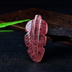 Клубничный Кварц Скульптура из перьев из натурального морского агата, украшение для выставки, для украшения рабочего стола домашнего офиса, 52x25x8 мм