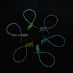 Лягушка Светящиеся силиконовые кабельные стяжки, светящийся в темноте ремешок-органайзер из шнура, для управления проводами, рисунок лягушки, 200x20x10 мм, отверстие : 2.7 мм