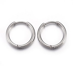 Stainless Steel Color 202 Stainless Steel Huggie Hoop Earrings, Hypoallergenic Earrings, with 316 Stainless Steel Pin, Stainless Steel Color, 12 Gauge, 15x15.5x2mm, Pin: 1mm
