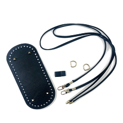 Черный Комплекты аксессуаров для нижнего плечевого ремня из искусственной кожи ручной работы, аксессуары для замены сумок, прямоугольные, чёрные, 220x100 мм