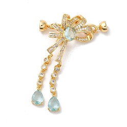 Золотой Покрытие стойки латунь паве фианиты складные застежки, со стеклом, без кадмия и без свинца, долговечный, узел, золотые, Узел: 60x27x11 мм, штифты : 0.8 мм, застежка : 15x7x7 mm, внутренний диаметр: 5.5 мм