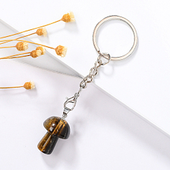 Тигровый глаз Натуральный брелок в виде гриба тигрового глаза, с железной фурнитурой, 9 см