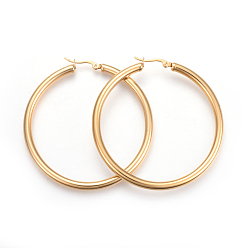 Золотой 201 серьги из нержавеющей стали, с 304 штифта из нержавеющей стали, гипоаллергенные серьги, Кольцевая форма, золотые, 62x58x4 мм, 6 датчик, штифты : 1 мм