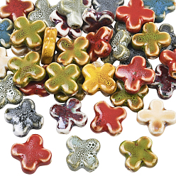 (52) Непрозрачная лаванда 40шт. разноцветные фарфоровые бусины ручной работы, для аксессуаров своими руками материал, крестик, разноцветные, 22x23x7.5 мм, отверстие : 2.6 мм