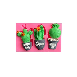 Random Single Color or Random Mixed Color Food Grade Silicone Molds, Fondant Molds, Baking Molds, Chocolate, Candy, Biscuits, UV Resin & Epoxy Resin Jewelry Making, Cactus, Random Single Color or Random Mixed Color, 105x68x16mm, Inner Diameter: 57~58x25~36mm