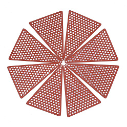 Red 430 Stainless Steel Filigree Joiners, Spray Painted, Etched Metal Embellishments, Triangle, Red, 37.5x26.5x0.5mm