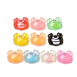 (52) Непрозрачная лаванда Прозрачные смоляные подвески, краб, с платиновым тоном железная петля, разноцветные, 36x41x14.5 мм, отверстие : 2 мм