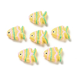 Желтый Выпечка окрашенные стеклянные бусины, рыба, с эмалью, желтые, 18~18.5x22x8~8.5 мм, отверстие : 1.6 мм