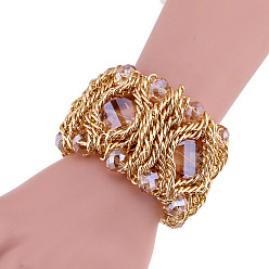 Перу Браслеты из алюминиевой проволоки, со стеклом, золотые, Перу, 2 дюйм (5 см), внутренний диаметр: 3 дюйм (7.5 см)