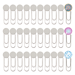 Нержавеющая Сталь Цвет 30шт 304 брошь-скрепка из нержавеющей стали, броши настройки базовых, плоско-круглые, цвет нержавеющей стали, 30.5x8x1.5 мм, лоток : 10 мм