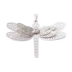 Dragonfly Подвески латунные горный хрусталь, филигранные шармы, платина, стрекоза, 38x51x6 мм, отверстие : 6x3 мм