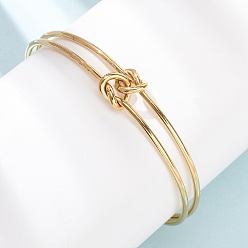 Золотой 304 Браслеты-манжеты из нержавеющей стали с двойной нитью для женщин, узел, ионное покрытие (ip), долговечный, золотые, внутренний диаметр: 2.56x2.13 дюйм (6.5x5.4 см)