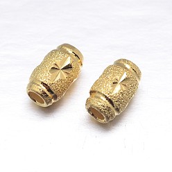 Real 18K Gold Plated Real 18K Gold Plated Oval Sterling Silver Textured Beads, Golden, 8x5mm, Hole: 2.2mm, about 58pcs/20g