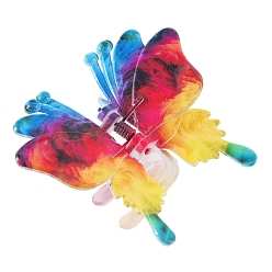 Разноцветный Пластиковые зажимы когтя волос, аксессуары для волос для женщин и девочек, бабочка, красочный, 76x72x42 мм