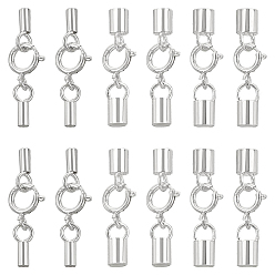 Серебро 12 шт. 3 стили 925 пружинные застежки из стерлингового серебра, с концами шнура 24шт., с печатью 925, серебряные, 18~20 мм, 4 шт / стиль