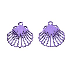 Средний Фиолетовый 430 подвеска из нержавеющей стали, окрашенная распылением, подвески в форме ракушек, средне фиолетовый, 13x12x0.3 мм, отверстие : 1.2 мм