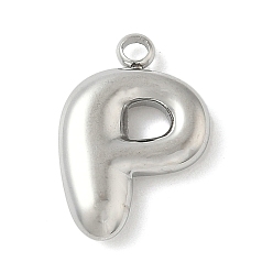 Letter P 304 начальные подвески из нержавеющей стали, цвет нержавеющей стали, Письмо P, 16~18x6~18x3 мм, отверстие : 1.8 мм