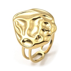 Echt 18 k vergoldet 304 Offene Manschettenringe aus Edelstahl, gehämmertes Polygon, echt 18 k vergoldet, us Größe 6 1/2 (16.9 mm)