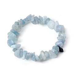 Аквамарин Эластичные браслеты из бисера с натуральным аквамарином, украшения для женщин мужчина, 7-1/4 дюйм (18.5 см)