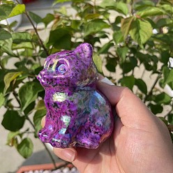 Фиолетовый Резная статуя кошки из натурального гранита, украшение дома, Статуэтки по фен-шуй для украшения домашнего офиса, фиолетовые, 80 мм