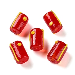 Малиновый Бусины лэмпворк , ухабистая колонна, малиновый, 15~16x12~14x11~12 мм, отверстие : 1.6~1.8 мм