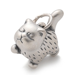 Античное Серебро Изысканные серебряные подвески, подвески в форме вырезанных кошек с соединительными кольцами, античное серебро, 17x16.5x9 мм, отверстие : 4 мм