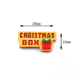 Золотистый Рождественская серия из непрозрачной смолы декодирует кабошоны, слово рождественская коробка, золотые, 16x30 мм