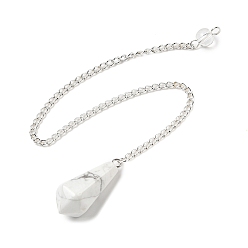 Говлит Маятники для биолокации из натурального хаулита с конусом, с посеребренными железными цепями, граненые, 210~215 мм