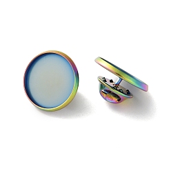 Многоцветный 304 плоская круглая брошь из нержавеющей стали, основа для броши, ионное покрытие (ip), многоцветные, 17.5x10 мм, внутренний диаметр: 16 мм