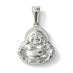 Нержавеющая Сталь Цвет Не тускнеющие 304 подвески из нержавеющей стали, очарование будды, цвет нержавеющей стали, 26.5x21.5x6 мм, отверстие : 8.5x4.5 мм