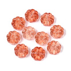 Коралловый Стеклянные бусины, цветок, коралл, 13.5x5.5 мм, отверстие : 1 мм