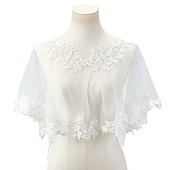 Белый Съемные свадебные кружевные шали из полиэстера, шаль болеро, свадебная кружевная накидка с цветочным принтом, белые, 920x820x1.5 мм