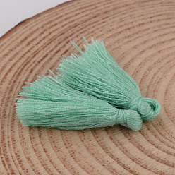 Aigue-marine Fil de coton pendentif pompon décorations, aigue-marine, 25~31x5 mm, sur 39~47 PCs / sac