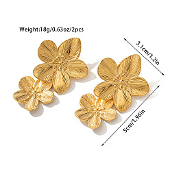 Цветок 304 Серьги из нержавеющей стали, золотые, цветок, 50x31 мм