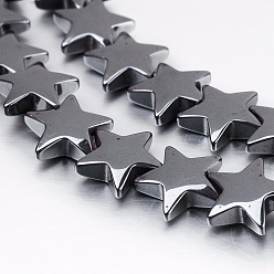Non-magnetic Hematite Non-magnetic Synthetic Hematite Beads Strands, Star, 10x10.5x3mm, Hole: 1mm, about 53pcs/strand, 15.9 inch(40.5cm)
