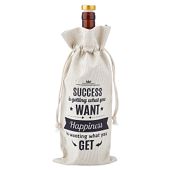 Слово Мешки для упаковки вина из джутовой ткани, сумка для шнурка, прямоугольник со словом, слово, 34x15 см