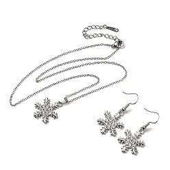Кристалл Комплекты из серег и ожерелий с подвесками из сплава со стразами, снежинка, кристалл, Ожерелье: 410 mm, Серьги: 40x17 mm