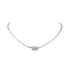 Нержавеющая Сталь Цвет 201 кулон в виде листа из нержавеющей стали 304 ожерелья из нержавеющей стали, не тускнеет, цвет нержавеющей стали, 17.13 дюйм (43.5 см)